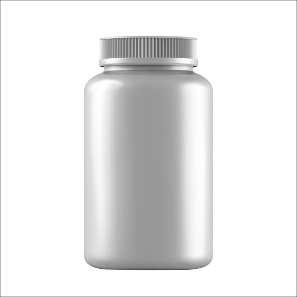 istock Realistic mock up white bottles for drugs, tablets. 3d Plastic blank medical containers isolated on white background. Vector illustration 1223230398