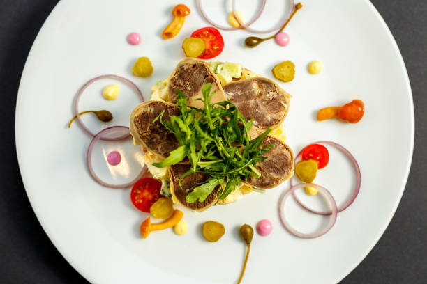 istock salad with meat and ingredients on a white plate 1223231902
