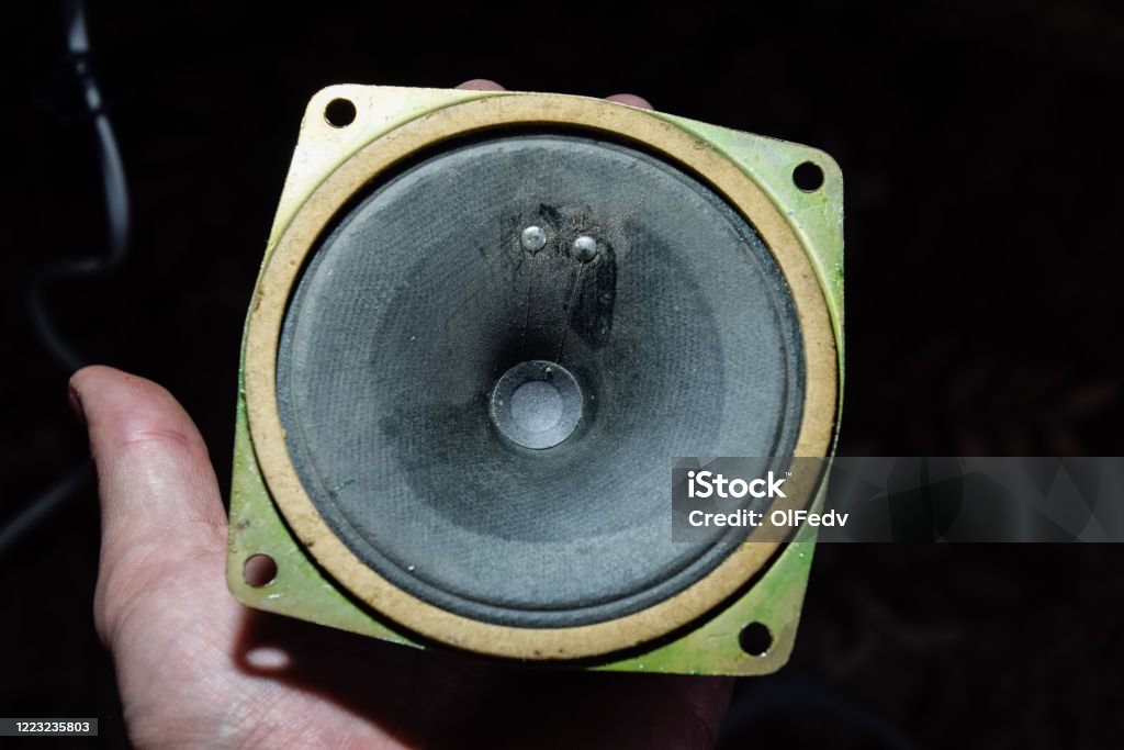 High frequency speaker Soviet-made 3GD-31, 5 GDV-1-8 . Revision and repair of vintage acoustics. High-frequency speaker Soviet-made 3GD-31, 5 GDV-1-8 . Revision and repair of vintage acoustics. Car Stock Photo