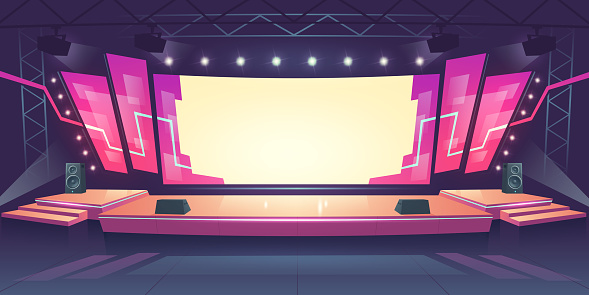 Ilustración de Escenario De Conciertos Con Pantalla Y Proyectores y más Vectores Libres de Derechos de Escenario - Escenario, Música, Fondos - iStock Ilustración de Escenario De Conciertos Con Pantalla Y Proyectores y más Vectores Libres de Derechos de Escenario - Escenario, Música, Fondos - iStock