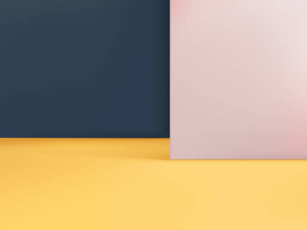 illustrations, cliparts, dessins animés et icônes de vector geometric background, duo layers in yellow light pink - dark blue - studio photo