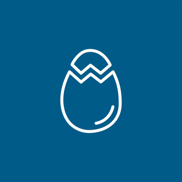 ikona linii jaja na niebieskim tle. ilustracja wektora w niebieskim stylu płaskim - healthcare and medicine backgrounds eggs animal egg stock illustrations