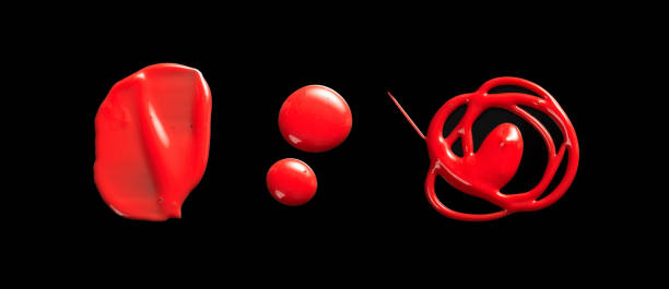 Texture and Stroke of Red Lip Gloss on a Black Background