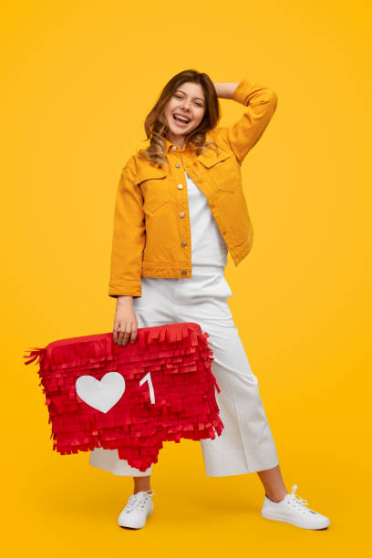 istock Cheerful female representing social media 1223240179