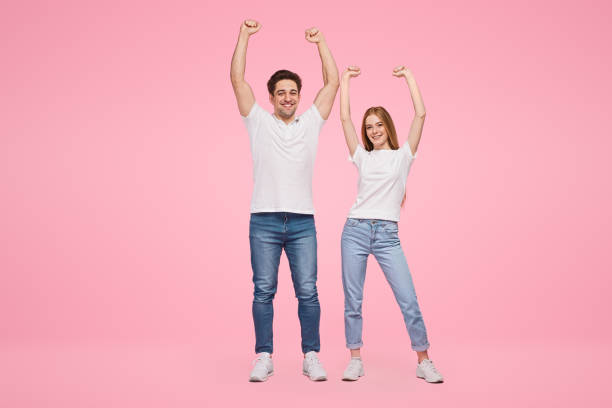 istock Delighted couple celebrating victory together 1223240282