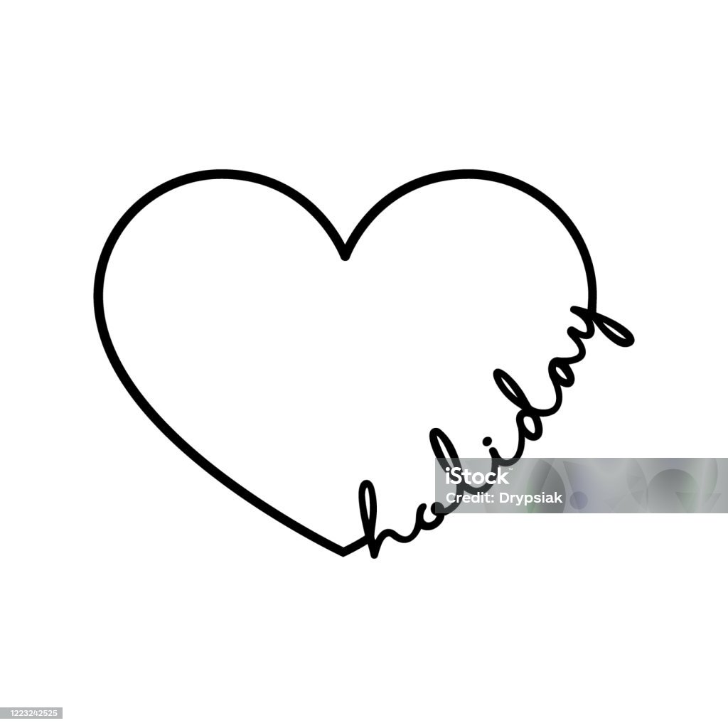 Holiday Từ Thư Pháp Với Trái Tim Vẽ Tay Hình Minh Họa Biểu Tượng ...