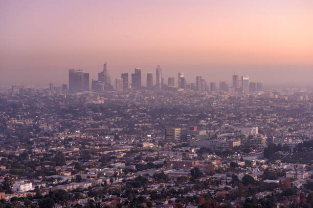 istock Downtown Los Angeles skyline at sunset 1223243577