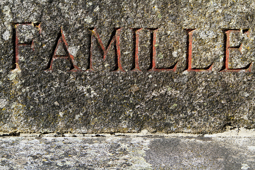 Europe. France. Seine et Marne. Crécy-la-Chapelle. 02/08/2012. This colorful image depicts the inscription of the word 