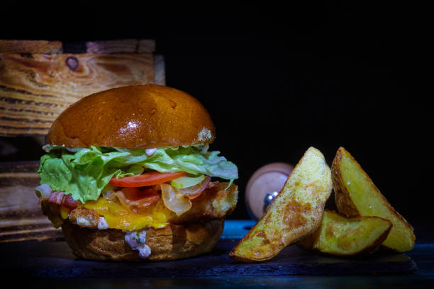 istock Vegan burger with beans and vegetables on a cutting board 1223251302