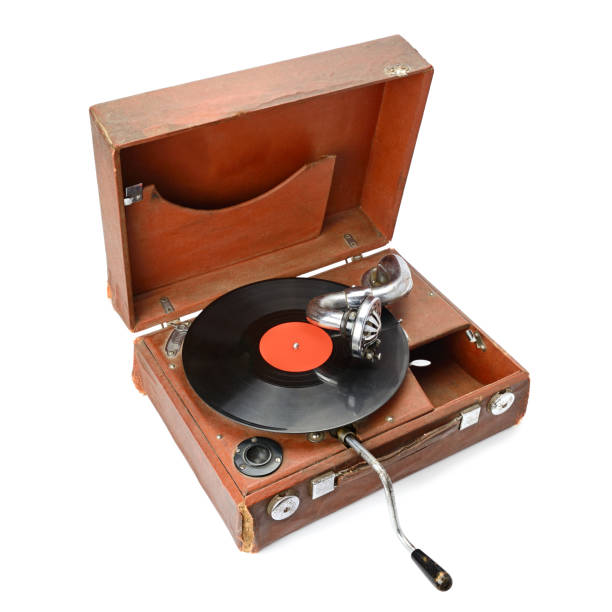 istock Vintage gramophone isolated on white 1223251393