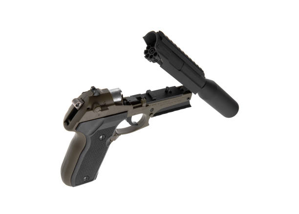 istock Pneumatic pistol isolated on white background. 1223251696