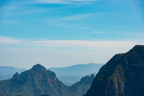 Image of the landscape with the impressive mountain formation in the surroundings of the Serra do Corvo Branco at the Serra Catarinense in Urubici, Santa Catarina state - Brazil