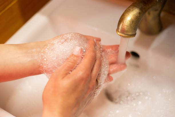 istock Hand wash with soap, cleanliness and hygiene 1223255662
