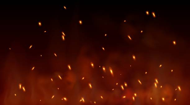 istock Burning red hot sparks fly from large fire in the night sky. Lag Baomer symbol 1223257313