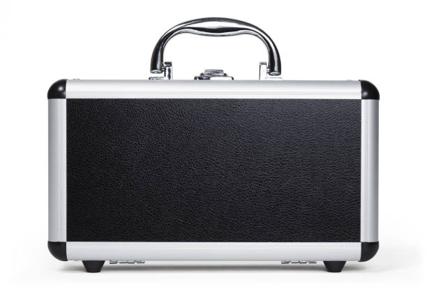 istock Aluminum suitcase isolated on a white background with clipping path. Front view. 1223257799