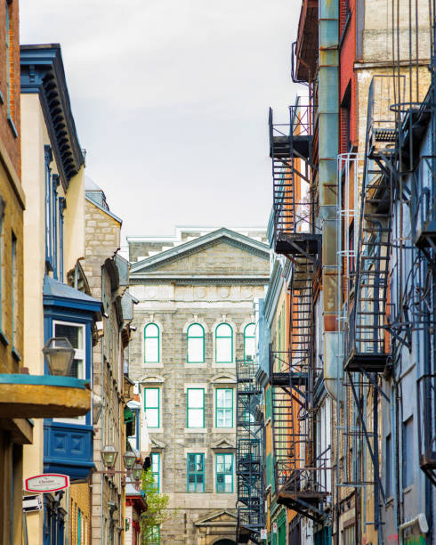 istock Quebec City Fire escapes and upper apartment stories view 1223260402