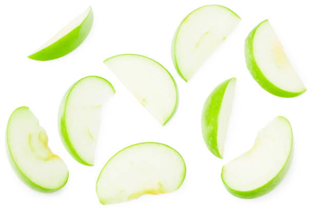 istock piece of green apple isolated on white background. top view 1223261900