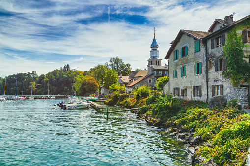 Yvoire medieval town overlooking the Geneva Lake, France