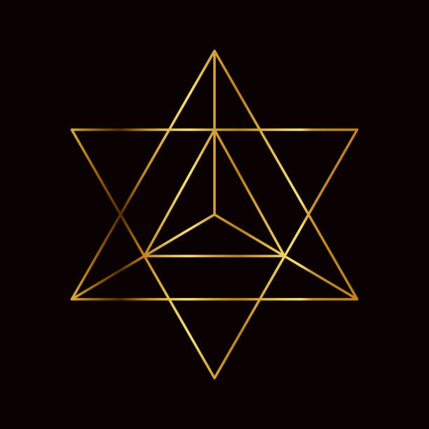 stern tetraeder heilige geometrie symbol - fractal nature black abstract stock-grafiken, -clipart, -cartoons und -symbole