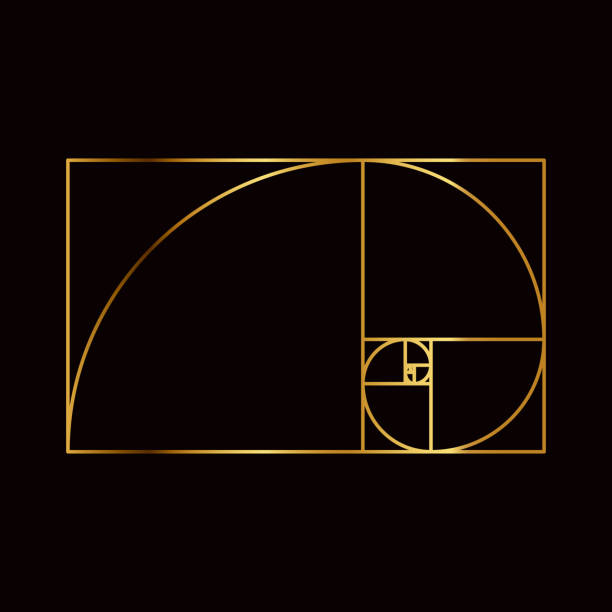 golden ratio heilige geometrie symbol - fractal nature black abstract stock-grafiken, -clipart, -cartoons und -symbole
