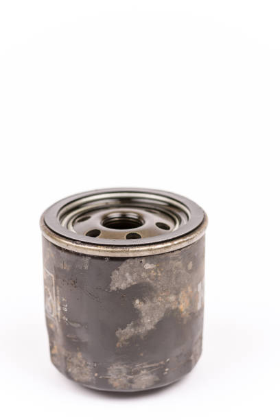 istock Old used car oil filter isolated over white background 1223276529