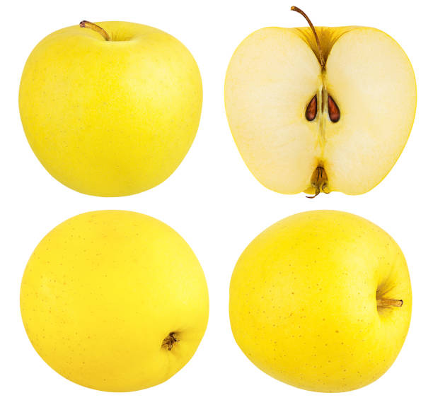 istock Yellow apples isolated on white background with clipping path 1223276567