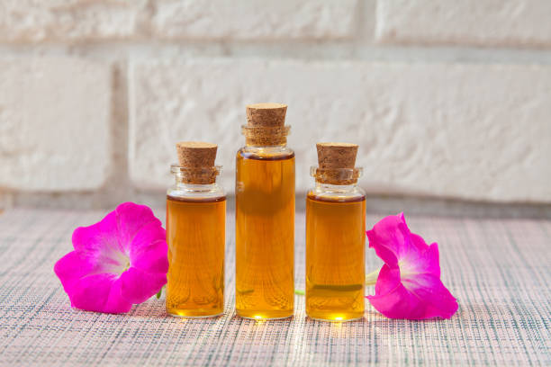 istock petunia essential oil in  beautiful bottle on White background 1223277578