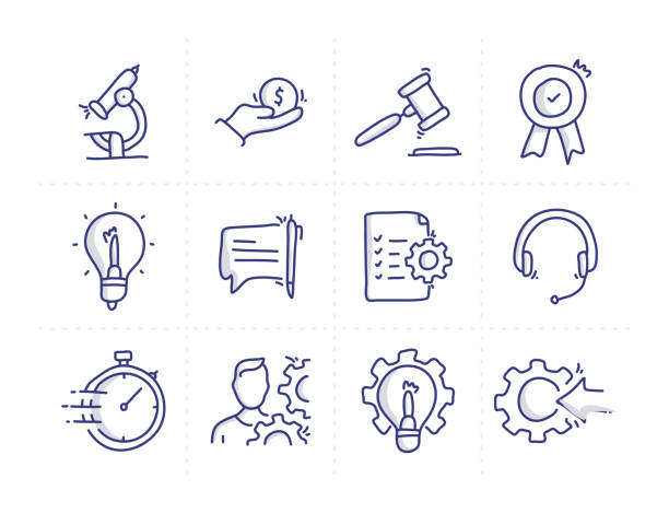 Simple Set of Product Management Related Doodle Vector Line Icons Simple Set of Product Management Related Doodle Vector Line Icons service drawings stock illustrations
