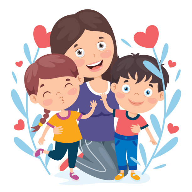161 Cartoon Of Young Mother Son Kiss Illustrations & Clip Art - iStock