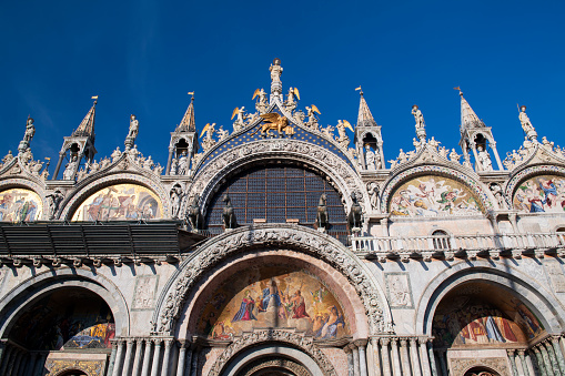 Facade of Saint Mark's Basilica in Venice, Italy