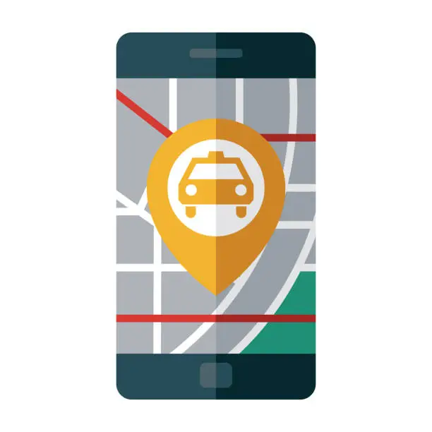 Vector illustration of Taxi Map Pin Icon