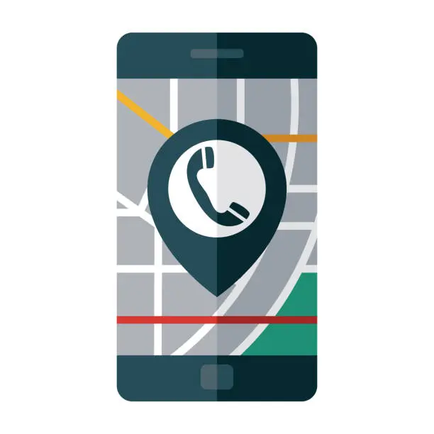 Vector illustration of Phone Map Pin Icon