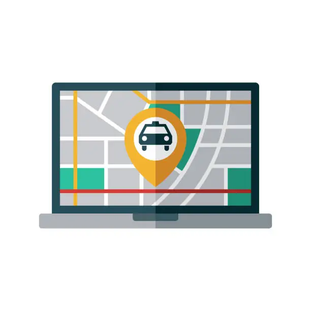 Vector illustration of Taxi Map Pin Icon