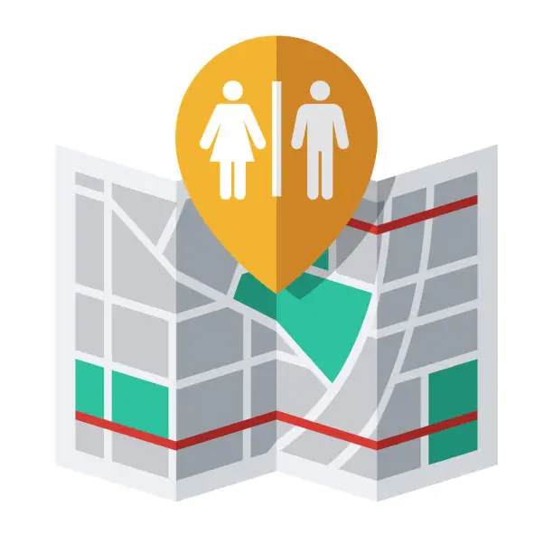 Vector illustration of Restroom Map Pin Icon