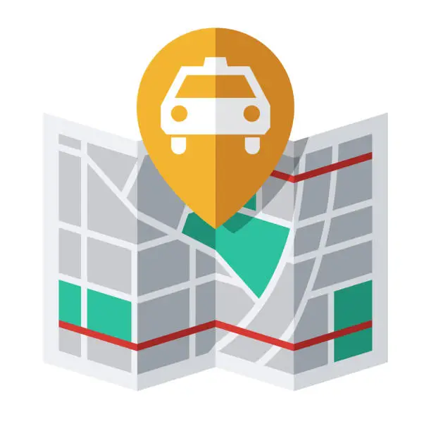 Vector illustration of Taxi Map Pin Icon