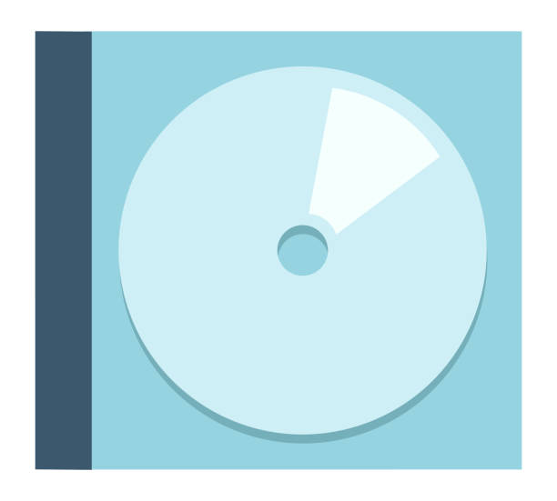 Cd disc in plastic case vector icon flat isolated Cd disc in a plastic transparent box vector flat icon isolated on white clear cd case stock illustrations