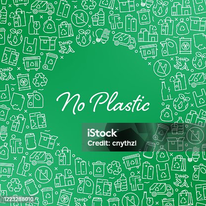 istock NO PLASTIC - Recycling and Zero Waste Concept Vector Pattern and Abstract Background. 1223288010
