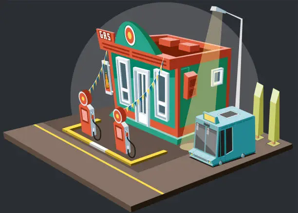 Vector illustration of Gas station