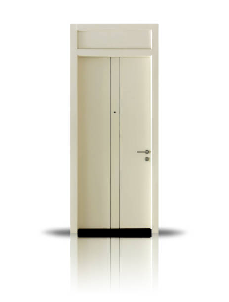 istock Modern Wooden Door Isolated on White Background 1223294492