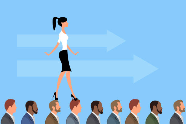 istock Business Woman Walking on Head of men, or colleagues 1223294502