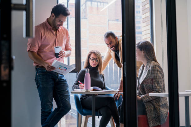 istock Meeting coworkers to discuss job knowledge 1223295302