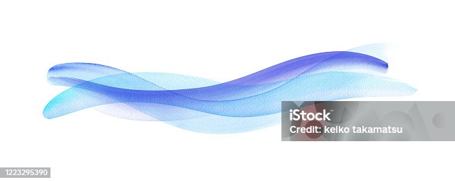 istock Cool water stream or wind abstract frame background design. Watercolor illustration 1223295390