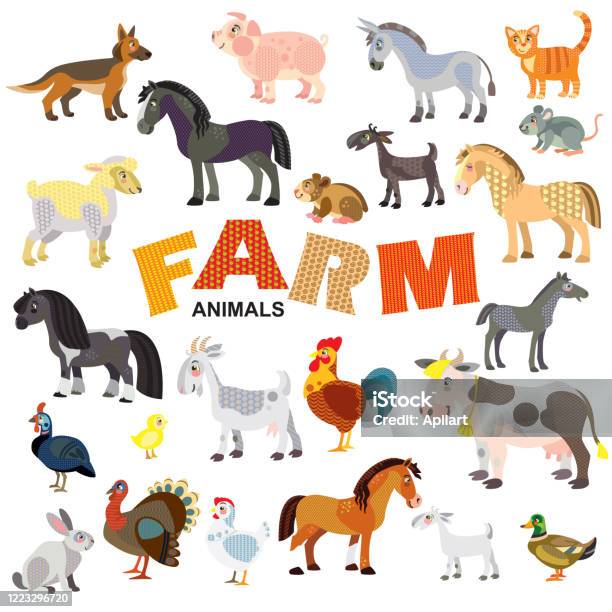 Farm Animals Vector Set Stock Illustration - Download Image Now - Horse,  Cartoon, Livestock - iStock