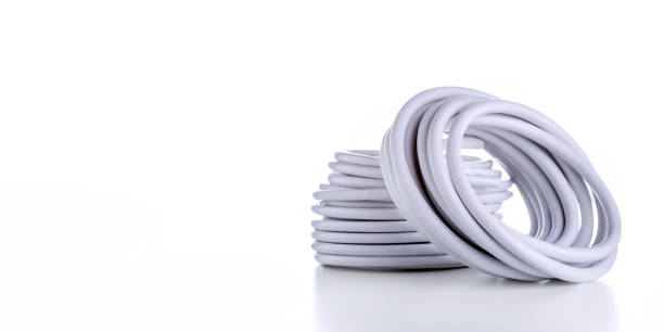 istock Electrical Wires on Grey Background With Place For Text. 1223303775