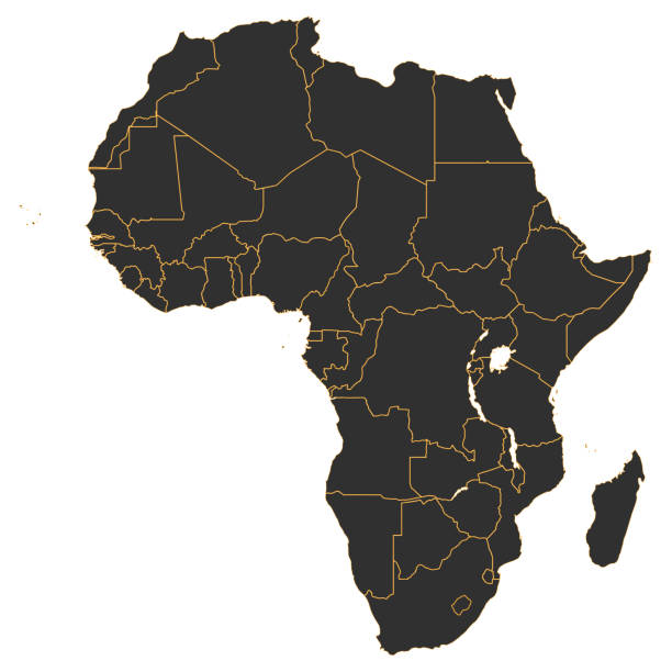 ilustrações de stock, clip art, desenhos animados e ícones de africa continent map vector. black, yellow. - africa south africa african culture plain