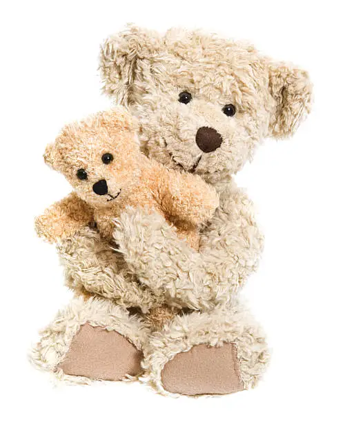 Photo of Teddy Bear Hug Isolated on White