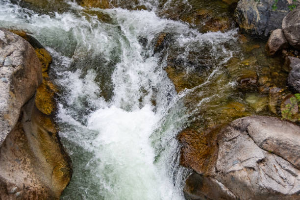 istock fast flowing river. Mountain stream among rocks. Water tourist trip 1223310331