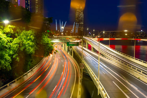istock Brisbane Night Traffic on Bridges by the River 1223316963