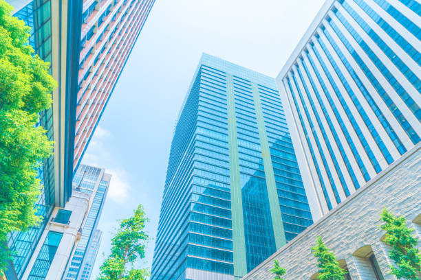 istock Looking up view of office building, Tokyo 1223317017