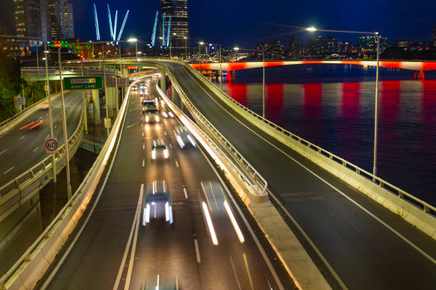 istock Brisbane Night Traffic on Bridges by the River 1223317719